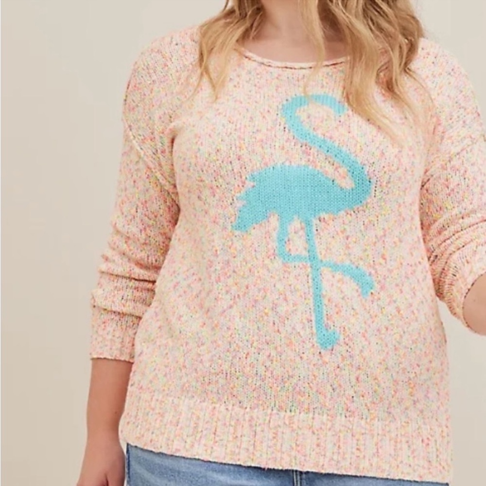 Torrid Flamingo Neon Multicolored Speckled Sweater Size 3X